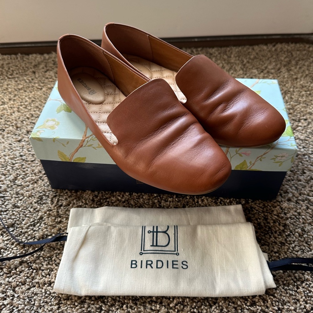 Birdies Brown Leather Flats